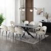 Verona Grey 180cm Ceramic Dining Table & 8 Tiago Chairs, Ivory Velvet Verona Grey 180cm Ceramic Dining Table & 8 Tiago Chairs, Ivory Velvet