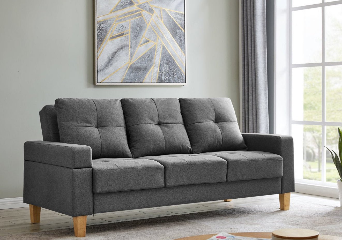 Victoria Fabric Sofa Bed, Charcoal Grey Fabric Victoria Fabric Sofa Bed, Charcoal Grey Fabric