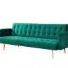 Windsor Velvet Sofa Bed With Gold Legs, Green Velvet Windsor Velvet Sofa Bed With Gold Legs, Green Velvet