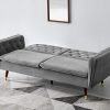 Whitby Velvet Sofa Bed Chesterfield Design With Metal Tipped Wooden Legs, Grey Velvet Whitby Velvet Sofa Bed Chesterfield Design With Metal Tipped Wooden Legs, Grey Velvet