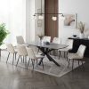 Verona Grey 180cm Ceramic Dining Table & 8 Girona Chairs, Cream Velvet Chair Verona Grey 180cm Ceramic Dining Table & 8 Girona Chairs, Cream Velvet Chair
