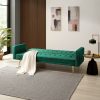 Windsor Velvet Sofa Bed With Gold Legs, Green Velvet Windsor Velvet Sofa Bed With Gold Legs, Green Velvet