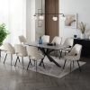 Verona Grey 180cm Ceramic Dining Table & 8 Bilbao Chairs, Cream Velvet Verona Grey 180cm Ceramic Dining Table & 8 Bilbao Chairs, Cream Velvet