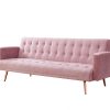 Windsor Velvet Sofa Bed With Rose Gold Legs, Pink Velvet Windsor Velvet Sofa Bed With Rose Gold Legs, Pink Velvet