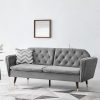 Whitby Velvet Sofa Bed Chesterfield Design With Metal Tipped Wooden Legs, Grey Velvet Whitby Velvet Sofa Bed Chesterfield Design With Metal Tipped Wooden Legs, Grey Velvet