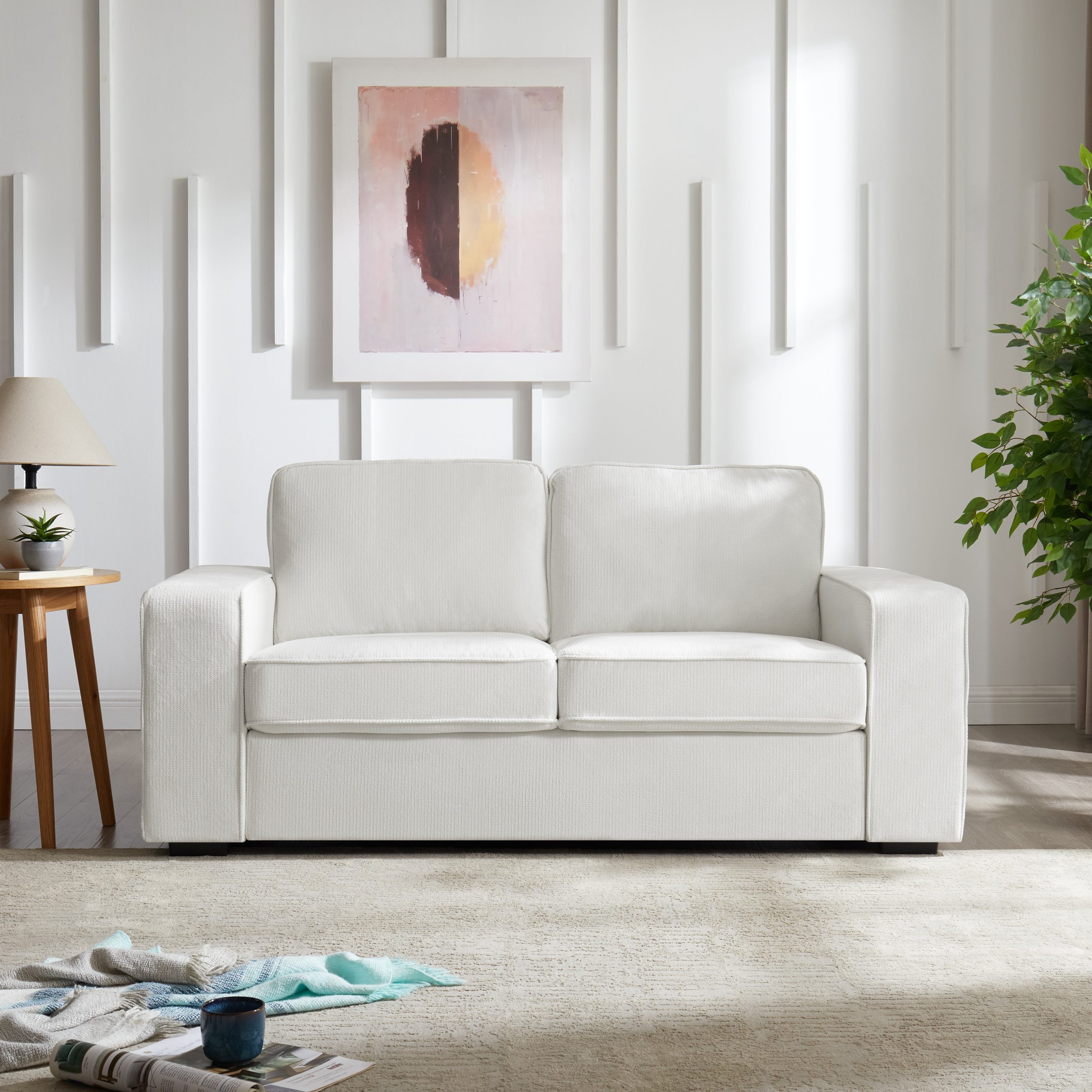 York 2 Seater Sofa, Cream Linen York 2 Seater Sofa, Cream Linen