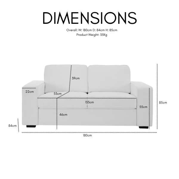York 2 Seater Sofa, Cream Linen