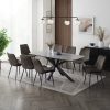 Verona Grey 180cm Ceramic Dining Table & 8 Girona Chairs, Grey Velvet Chair Verona Grey 180cm Ceramic Dining Table & 8 Girona Chairs, Grey Velvet Chair
