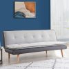 Willow Fabric Sofa Bed Contrast Fabric Pillow Topper Wooden Legs, Grey Fabric Willow Fabric Sofa Bed Contrast Fabric Pillow Topper Wooden Legs, Grey Fabric