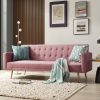 Windsor Velvet Sofa Bed With Rose Gold Legs, Pink Velvet Windsor Velvet Sofa Bed With Rose Gold Legs, Pink Velvet