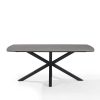 Verona Grey 180cm Ceramic Dining Table & 8 Girona Chairs, Brown Faux Leather Chair Verona Grey 180cm Ceramic Dining Table & 8 Girona Chairs, Brown Faux Leather Chair