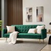Windsor Velvet Sofa Bed With Gold Legs, Green Velvet Windsor Velvet Sofa Bed With Gold Legs, Green Velvet