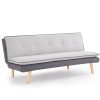 Willow Fabric Sofa Bed Contrast Fabric Pillow Topper Wooden Legs, Grey Fabric Willow Fabric Sofa Bed Contrast Fabric Pillow Topper Wooden Legs, Grey Fabric