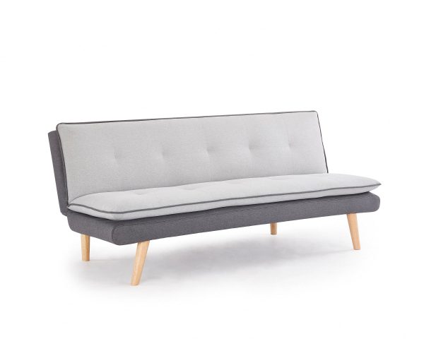 Willow Fabric Sofa Bed Contrast Fabric Pillow Topper Wooden Legs, Grey Fabric Willow Fabric Sofa Bed Contrast Fabric Pillow Topper Wooden Legs, Grey Fabric