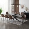 Verona Grey 180cm Ceramic Dining Table & 8 Girona Chairs, Brown Faux Leather Chair Verona Grey 180cm Ceramic Dining Table & 8 Girona Chairs, Brown Faux Leather Chair