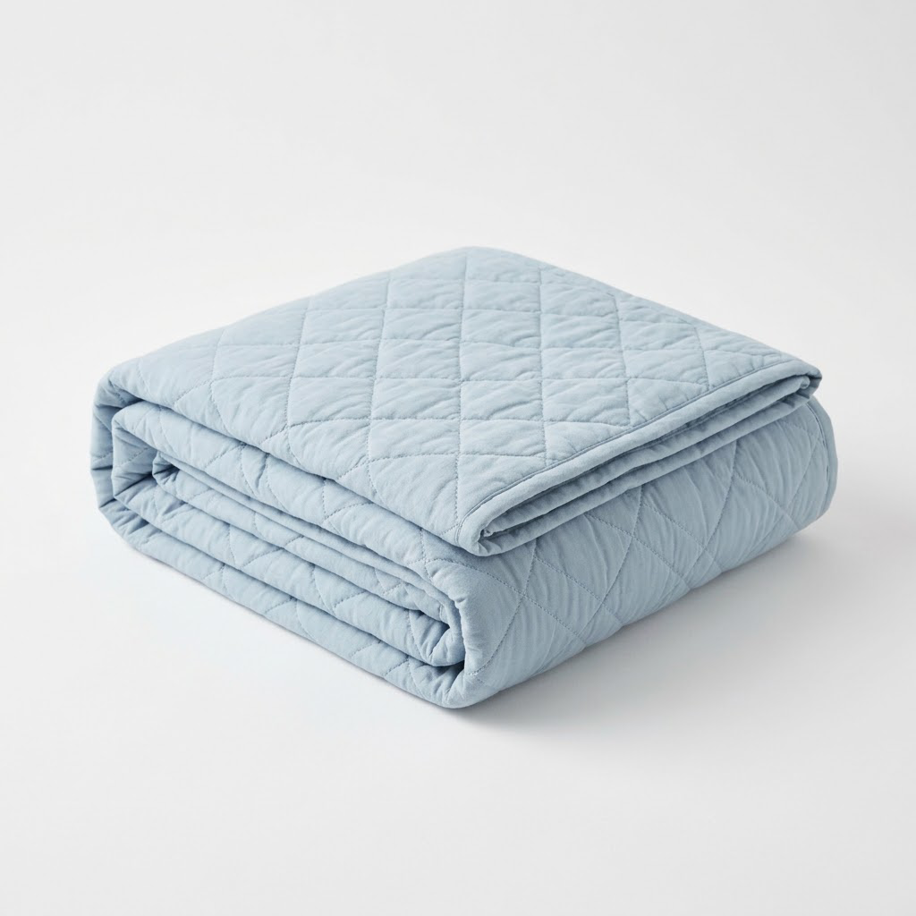 Quilted Bedspread, Mist Blue