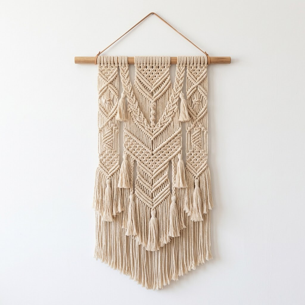 dec_wallhanging_beige Woven Macrame Wall Hanging, Beige