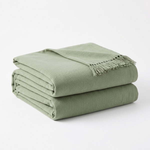 rug_throw_sage Soft Cotton Throw Blanket, Sage Green