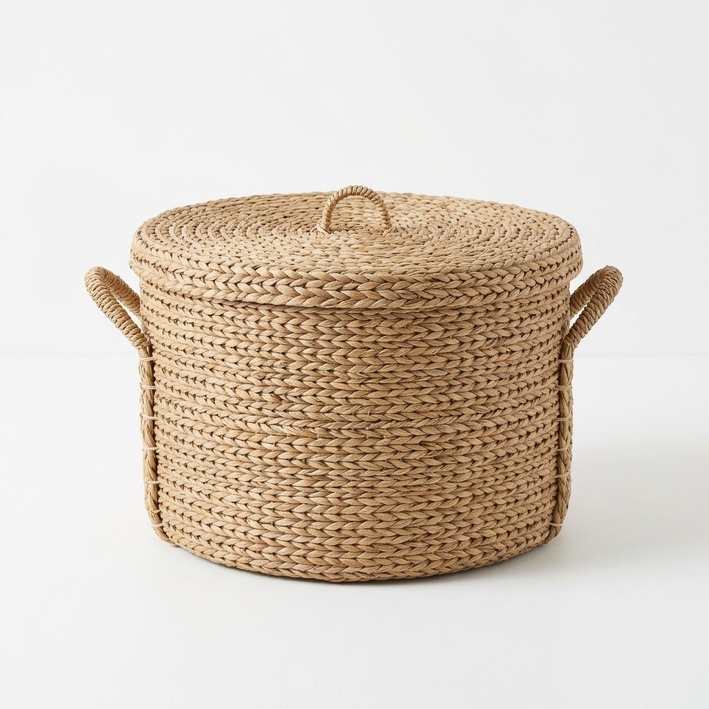 Round Seagrass Storage Trunk, Natural